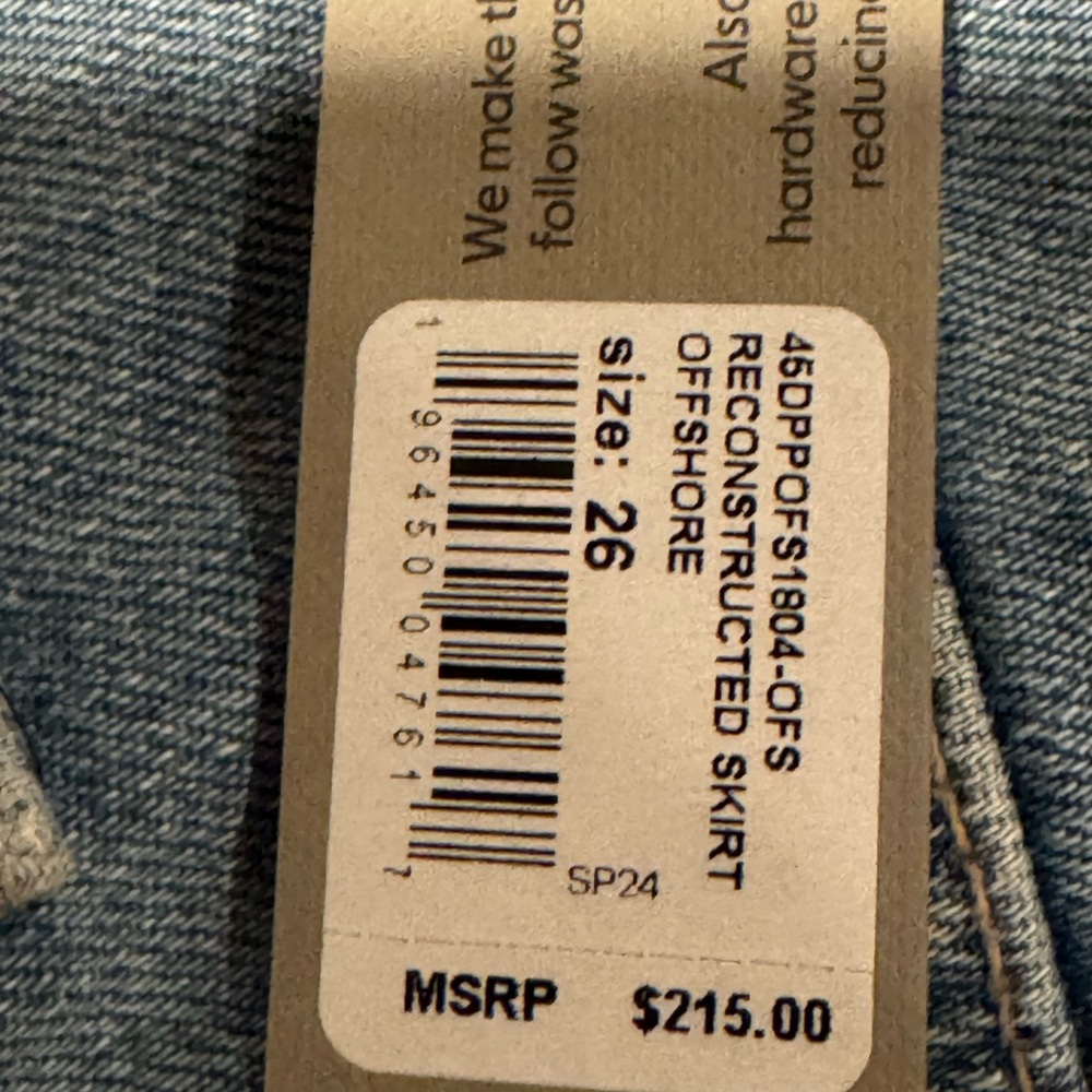 HUDSON Reconstructed Denim Skirt – Size 26 – Offshore Wash NWT - Picture 3 of 7